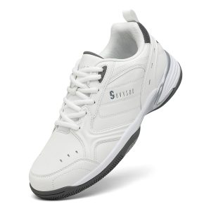 Professional tennis shoes for sports and leisure, shock-absorbing, ultra-light men, wear-resistant, comfortable, anti-slip, white and gray, versatile