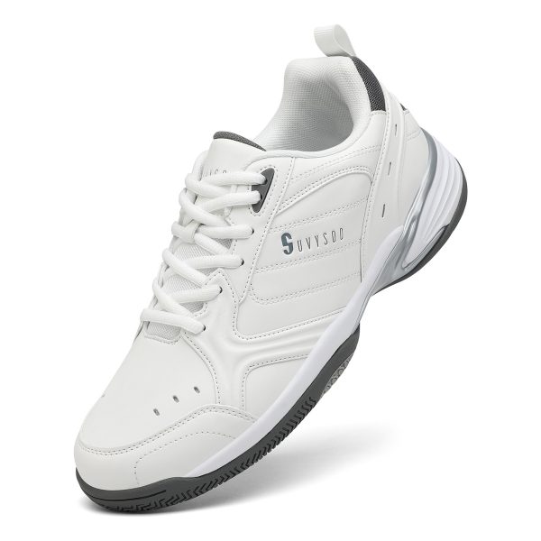 Professional tennis shoes for sports and leisure, shock-absorbing, ultra-light men, wear-resistant, comfortable, anti-slip, white and gray, versatile