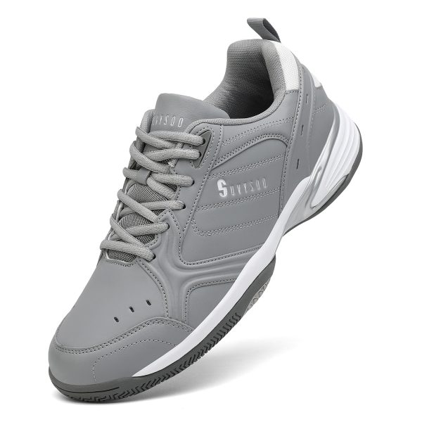 Professional tennis shoes for sports and leisure, shock-absorbing, ultra-light men, wear-resistant, comfortable, anti-slip, white and gray, versatile - Image 2